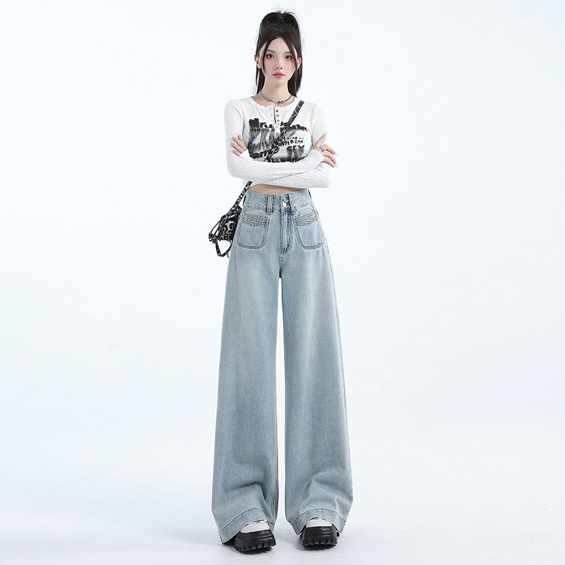 Women's American-style Retro Loose Wide Jeans