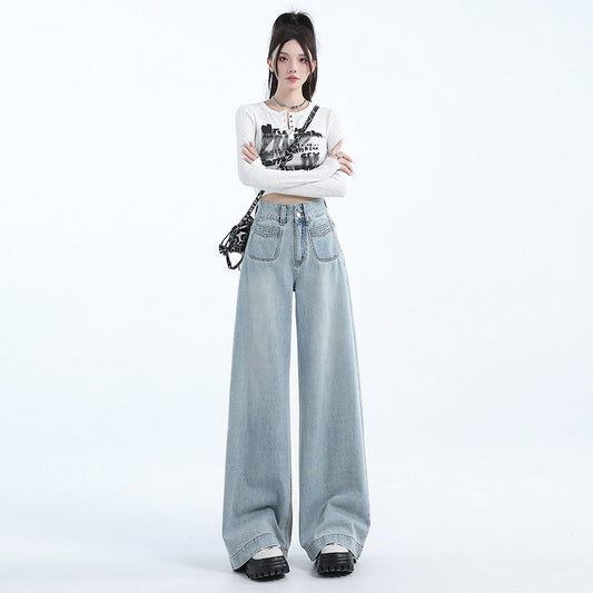 Women's American-style Retro Loose Wide Jeans