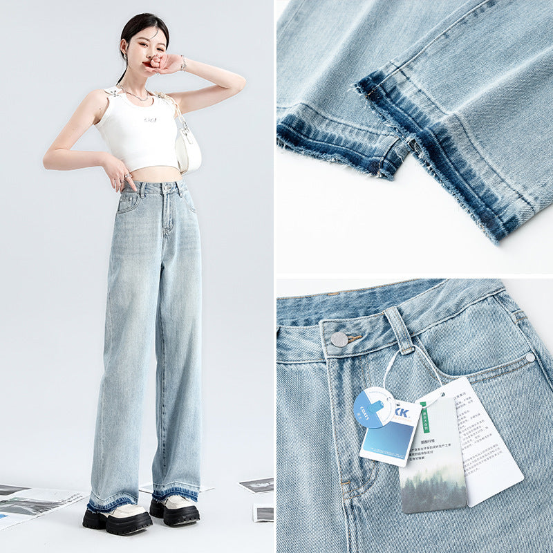 Fashion Light Blue Wide Leg Jeans For Women