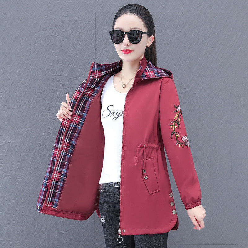 Women's Mid-length Hooded Detachable Trench Coat