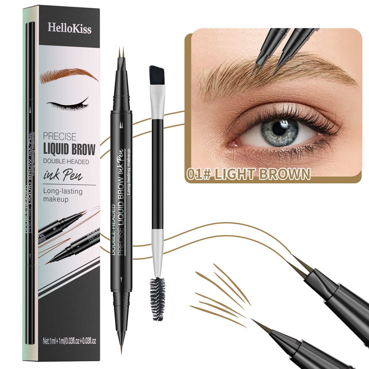 Two Fork Eyebrow Pencil Waterproof Sweat-proof Wild Eyebrow Double Head 2 In1 Eyebrow Pencil Liquid