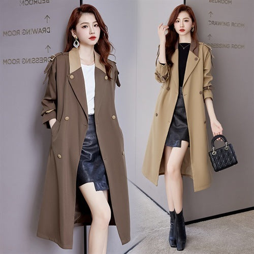 Trench Coat Women's Mid-length Casual Fashion Over The Knee Overcoat