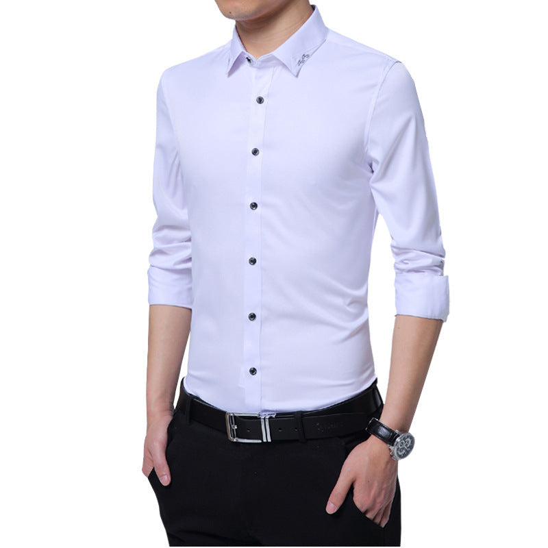 Silk long-sleeved white shirt