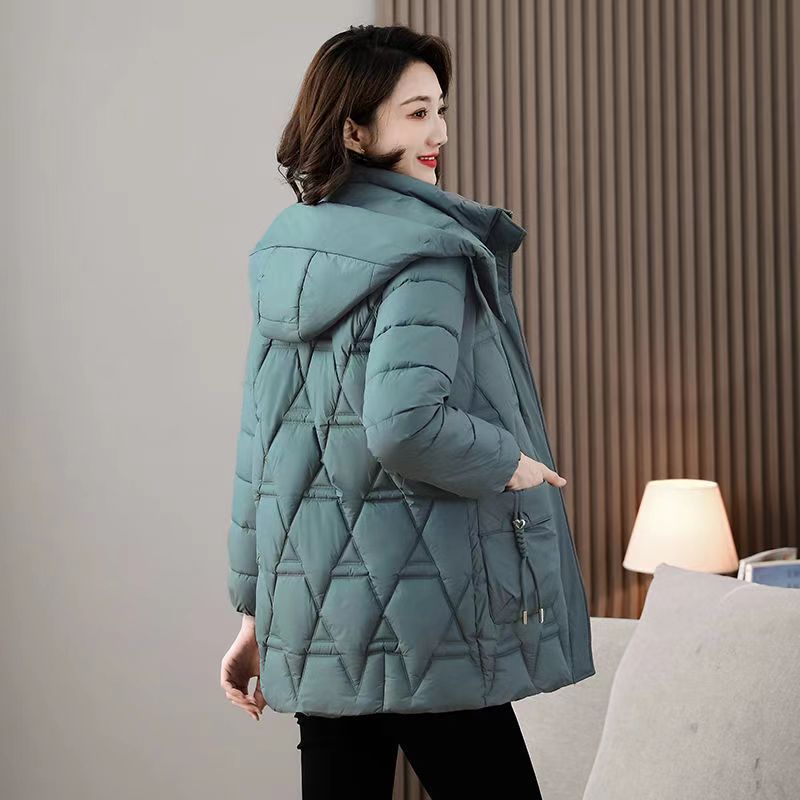 Down Cotton-padded Jacket Women's Mid-length Hooded