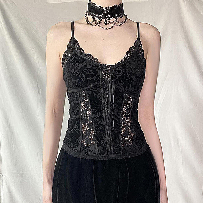 Dark Lace Camisole Vintage Court Style