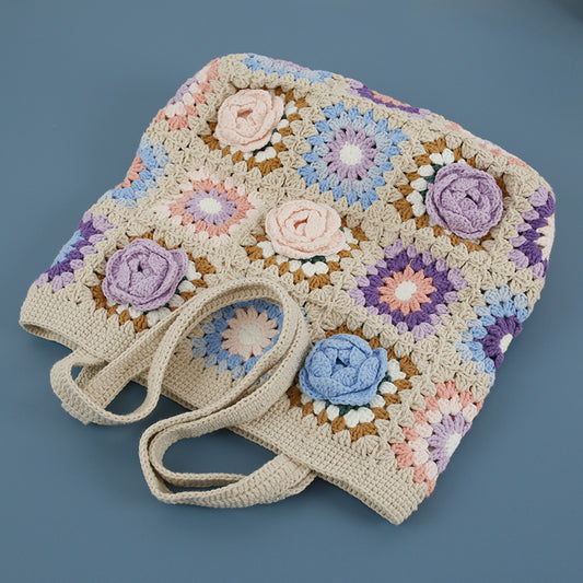 Creative Hand Weaving Stereo Flower Shoulder Bag