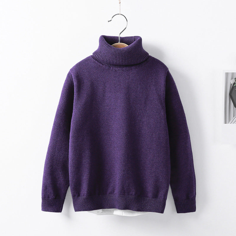 Autumn and winter high collar children's knitwear