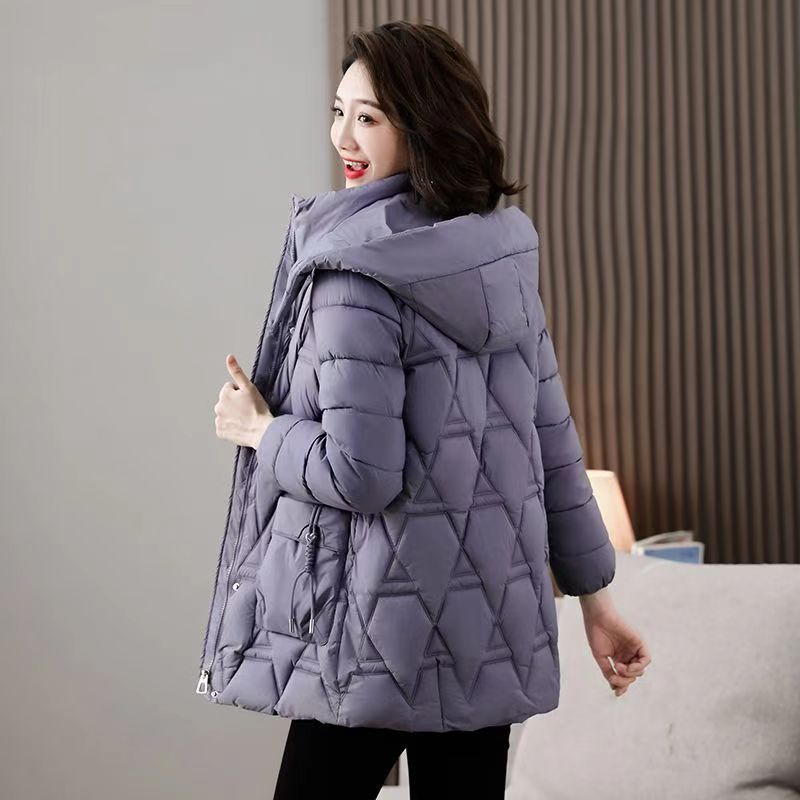 Down Cotton-padded Jacket Women's Mid-length Hooded