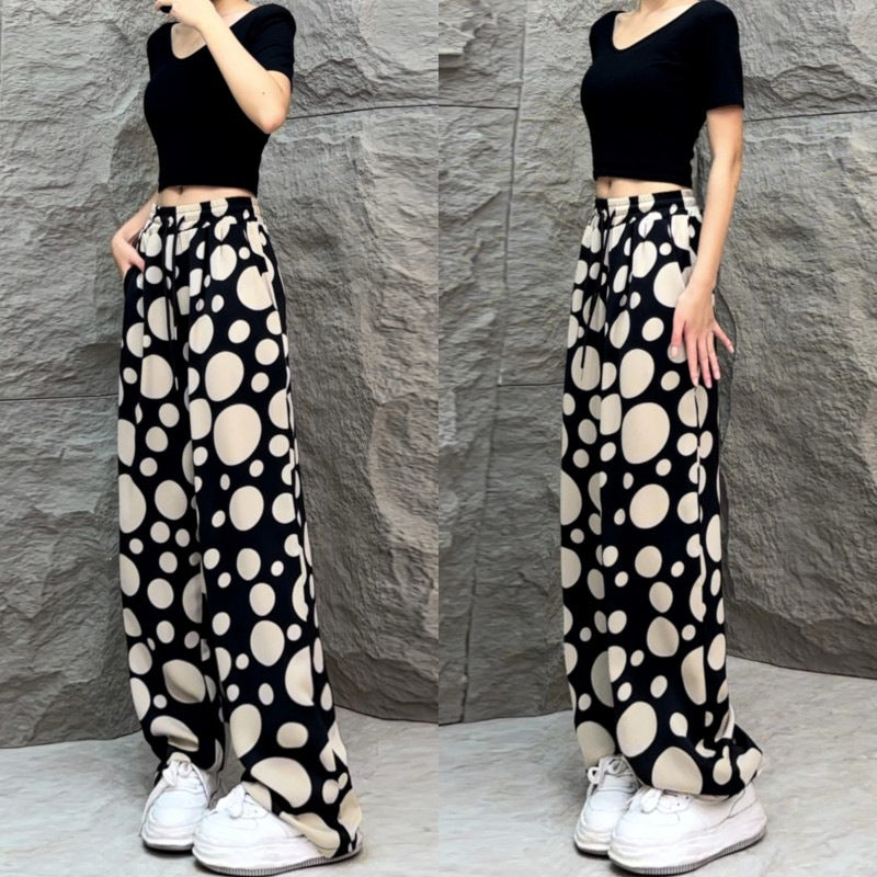 Women's Drawstring Straight Wide Leg Casual Pants