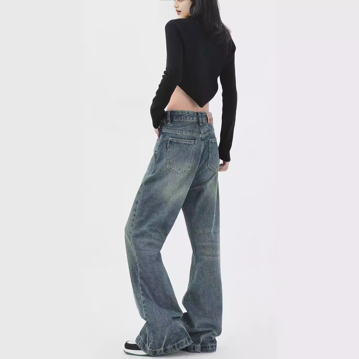 Retro Design Wide Leg Flared Pants