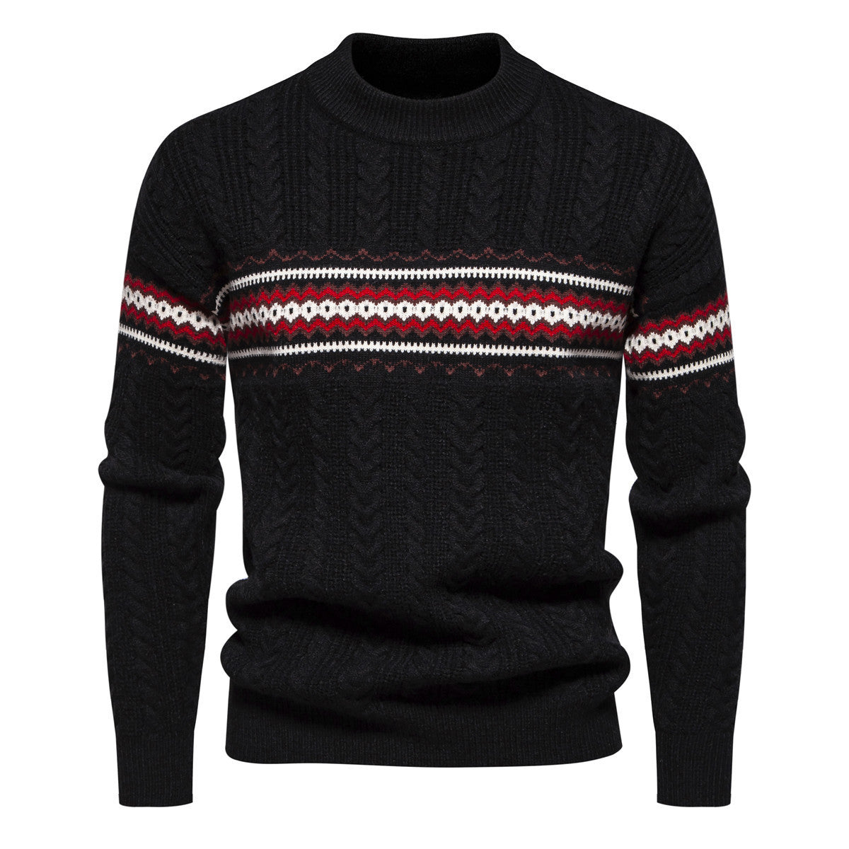 Men's Round Neck Pullover Print Casual Sweater