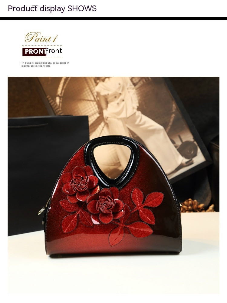 Personalized Flower Dumpling Niche Handbag Versatile Patent Leather Messenger Bag