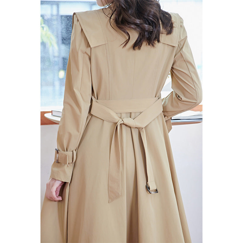 Fashionable Cape-type Mid-length Top British Style Coat