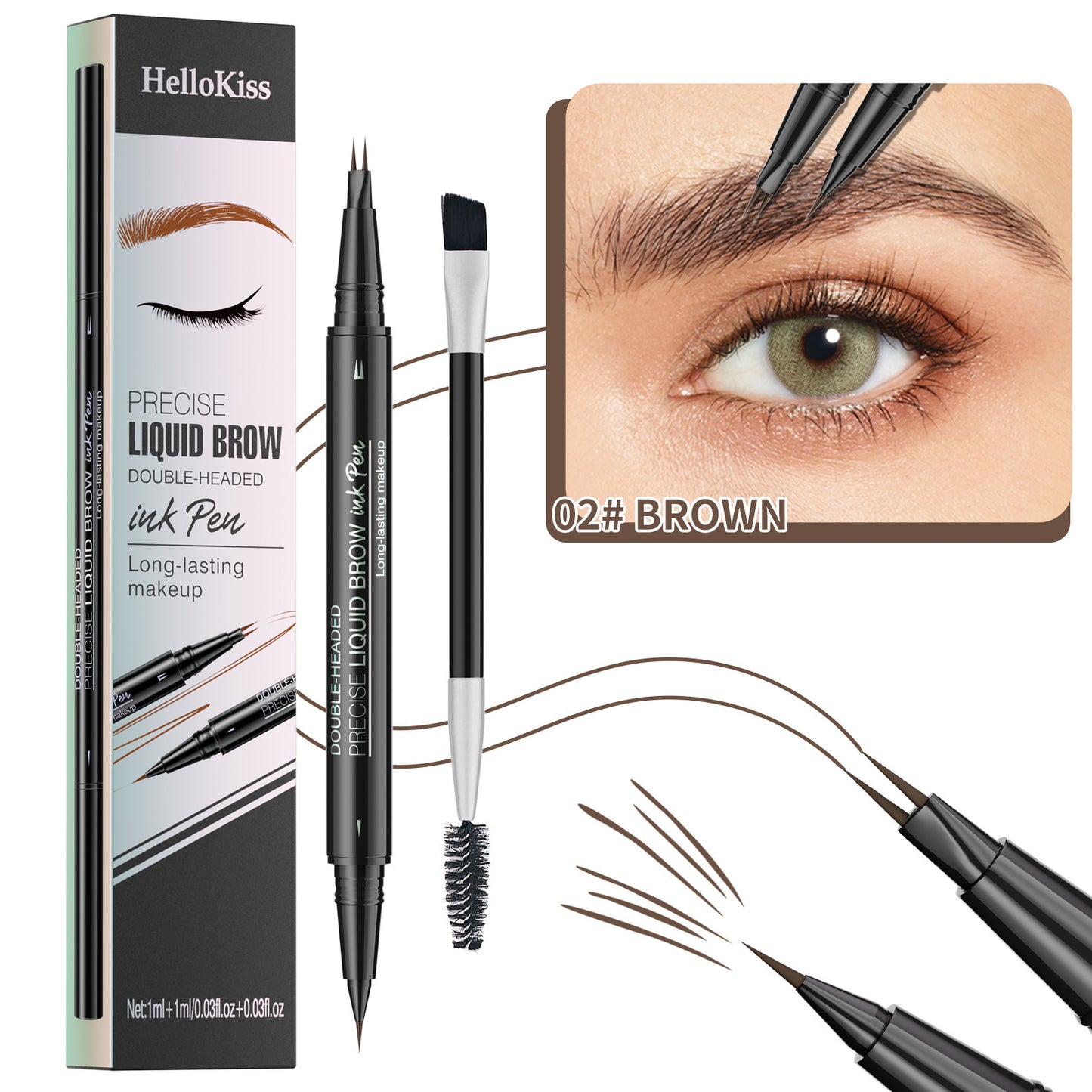 Two Fork Eyebrow Pencil Waterproof Sweat-proof Wild Eyebrow Double Head 2 In1 Eyebrow Pencil Liquid