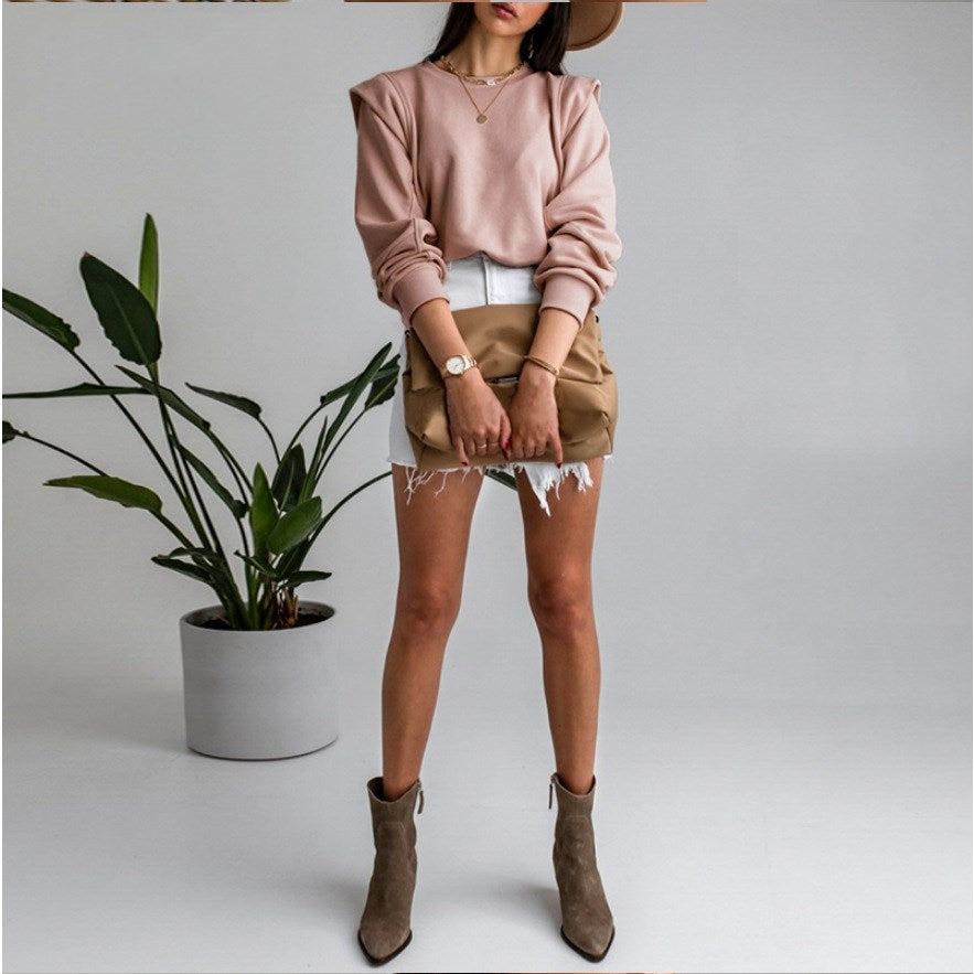 Patchwork casual loose round neck pullover sweater