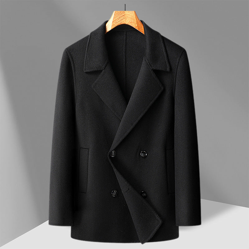 Handmade Double-faced Woolen Goods Wool Overcoat Short Double Breasted Coat