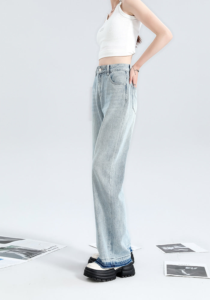 Fashion Light Blue Wide Leg Jeans For Women