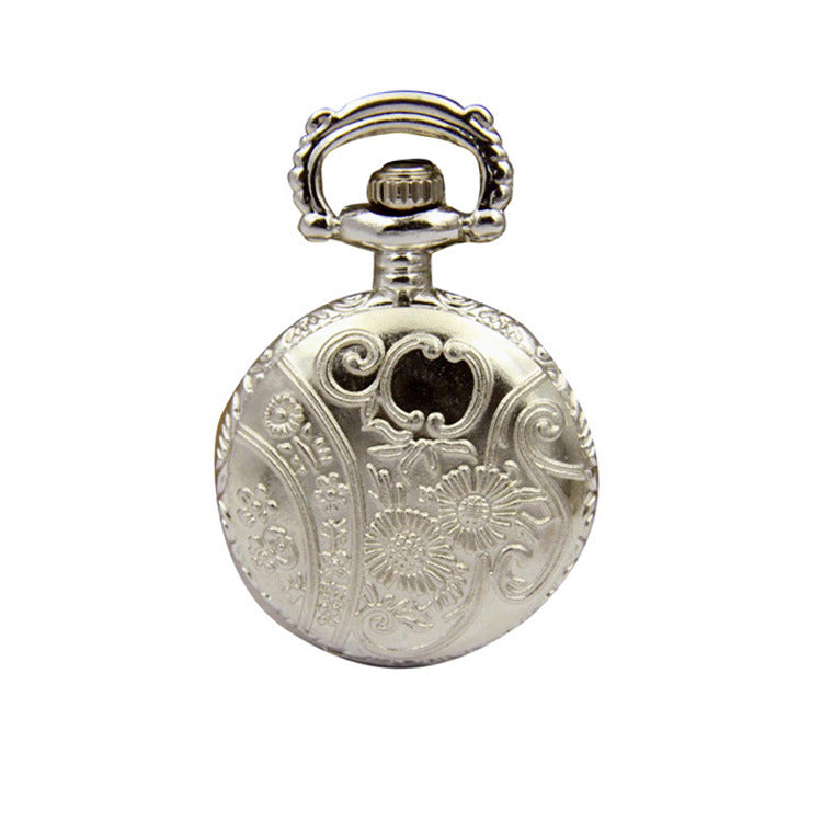 Creative Pocket Watch Necklace Silver Roman Digital Small Pocket Watch