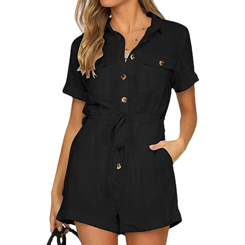 Casual Women's Jumpsuit European And American Fashion Pocket