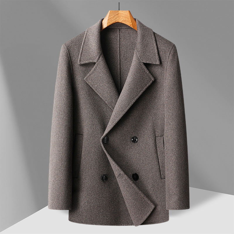 Handmade Double-faced Woolen Goods Wool Overcoat Short Double Breasted Coat