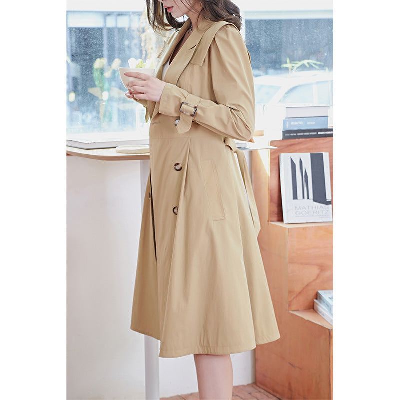 Fashionable Cape-type Mid-length Top British Style Coat