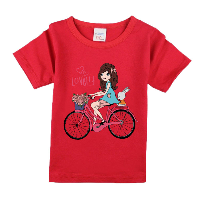 Bicycle Girl's Cotton Children's T-shirt