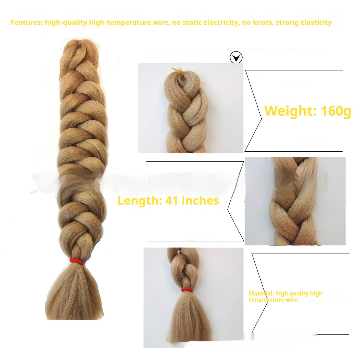 High Temperature Fiber Wig Black And Golden Braids Hair Extension Big Braids