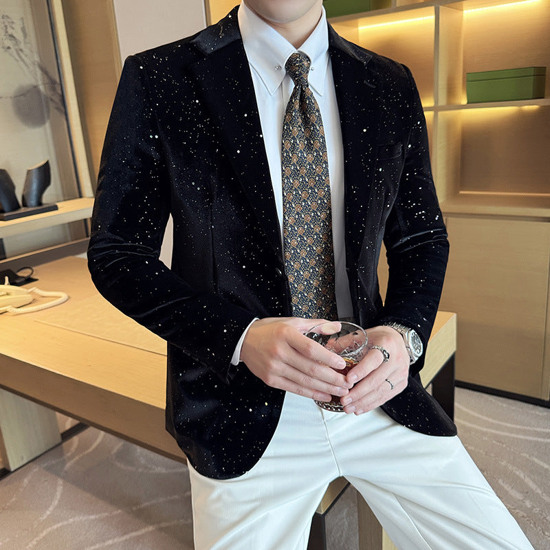 Men's South Korea Slim-fit Fashion Bronzing Stage Suit Jacket