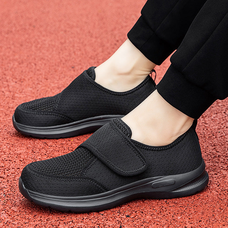 Widened Elderly Walking Shoes Summer Fly Woven Mesh