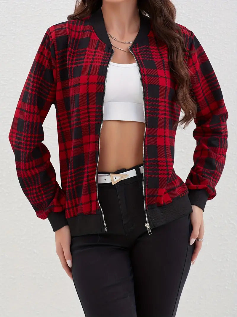 Fashionable All-matching Women's Retro Plaid Coat