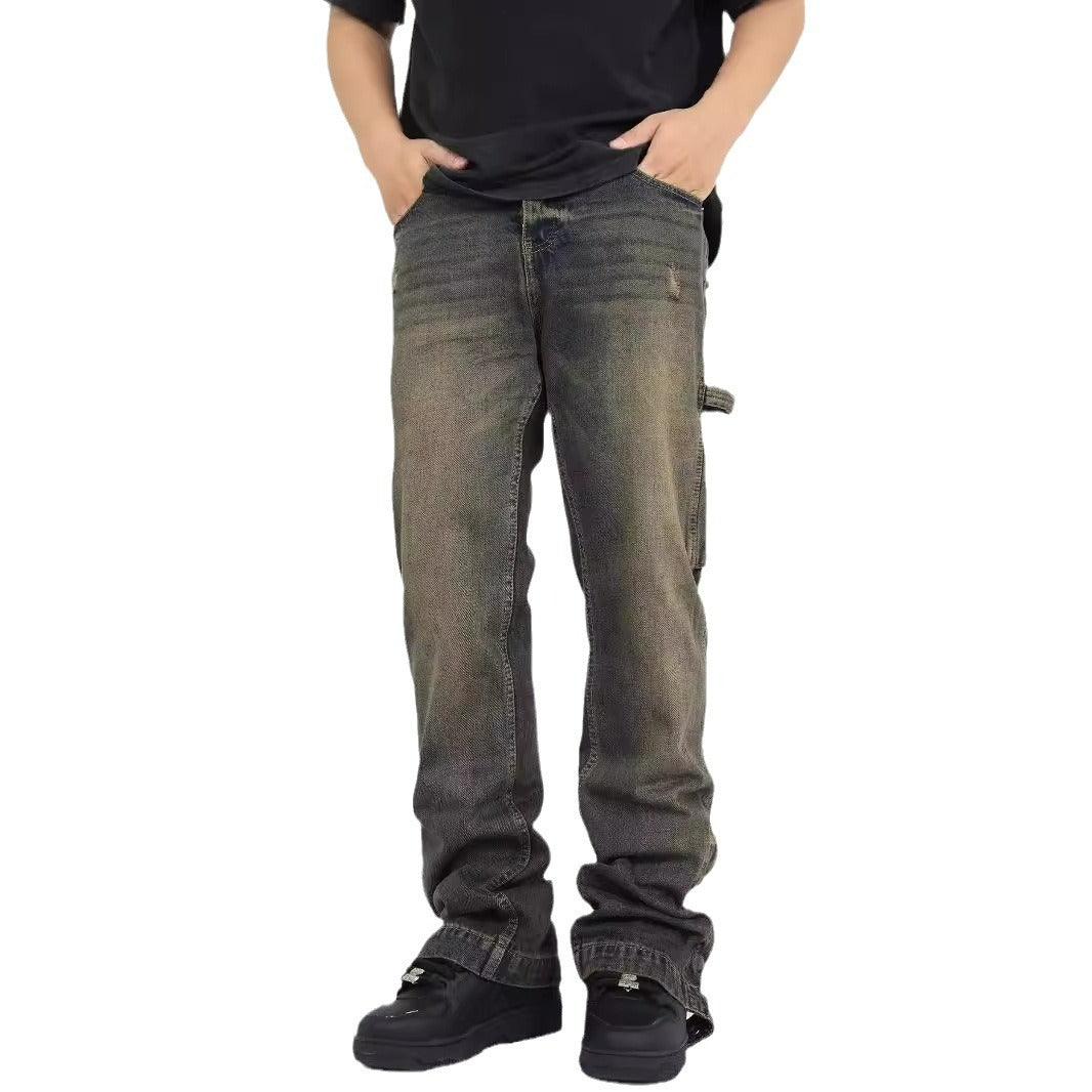 Street Scrape Straight High Street Casual Jeans Men