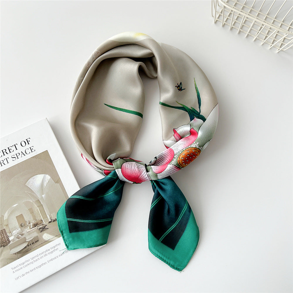 70 Small Square Towel Silk Scarf Women's Spring And Autumn Versatile Small Scarf Professional Scarf Fashion Decorative Scarf Hair Band Tied-up Hair Hair Tie