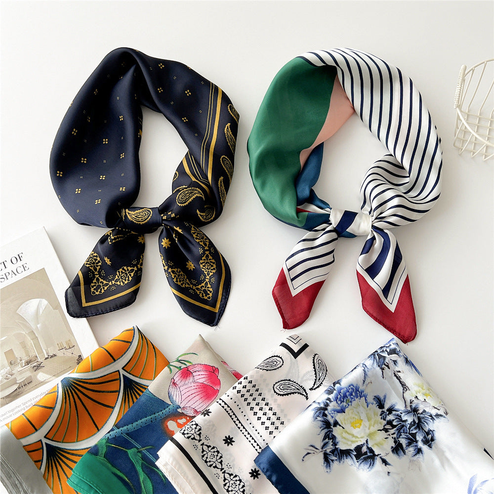 70 Small Square Towel Silk Scarf Women's Spring And Autumn Versatile Small Scarf Professional Scarf Fashion Decorative Scarf Hair Band Tied-up Hair Hair Tie