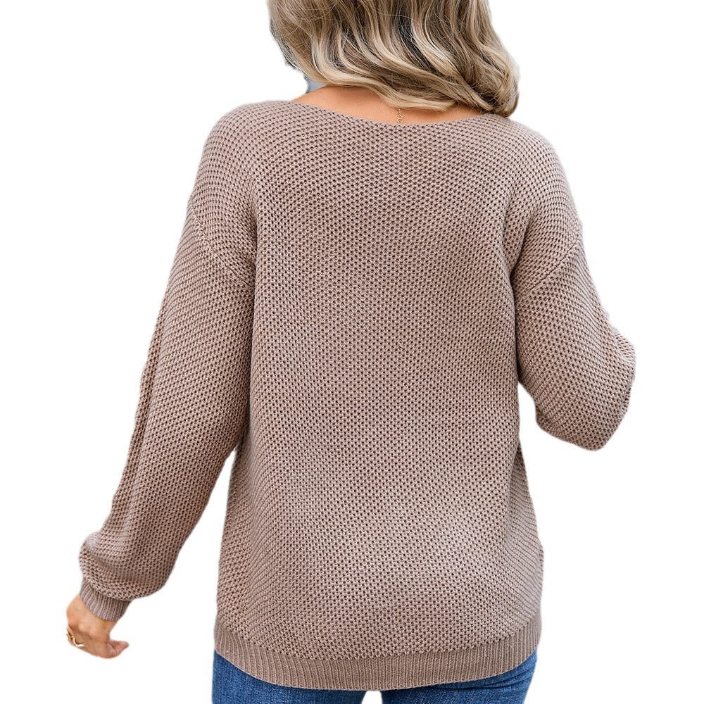 Autumn And Winter New Women's Pullover Pocket Sweater Base