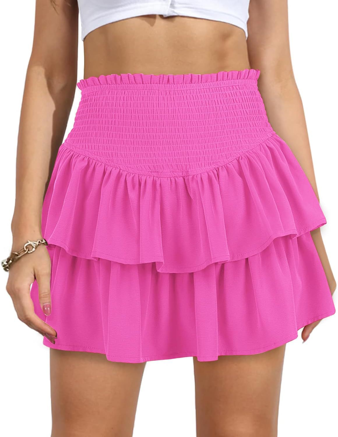 Skirt High Waist Slimming Solid Color Pleated