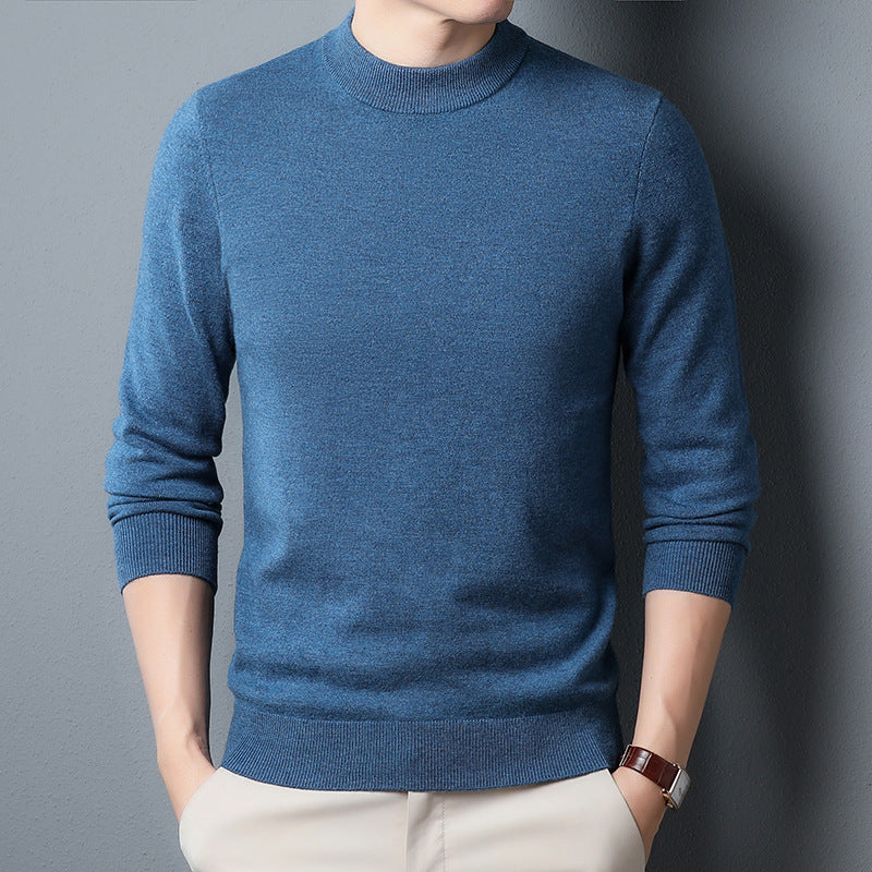 Worsted All Wool Sweater Solid Color Simple Knitwear