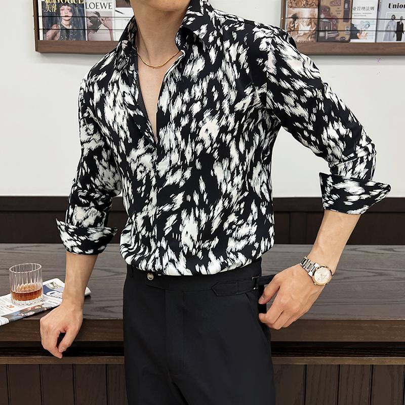 Fashion Personalized Men's Printed Slim Shirt