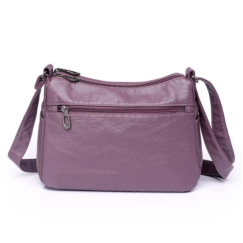 Messenger Bag Shoulder Washed Soft Leather Middle-aged And Elderly Versatile