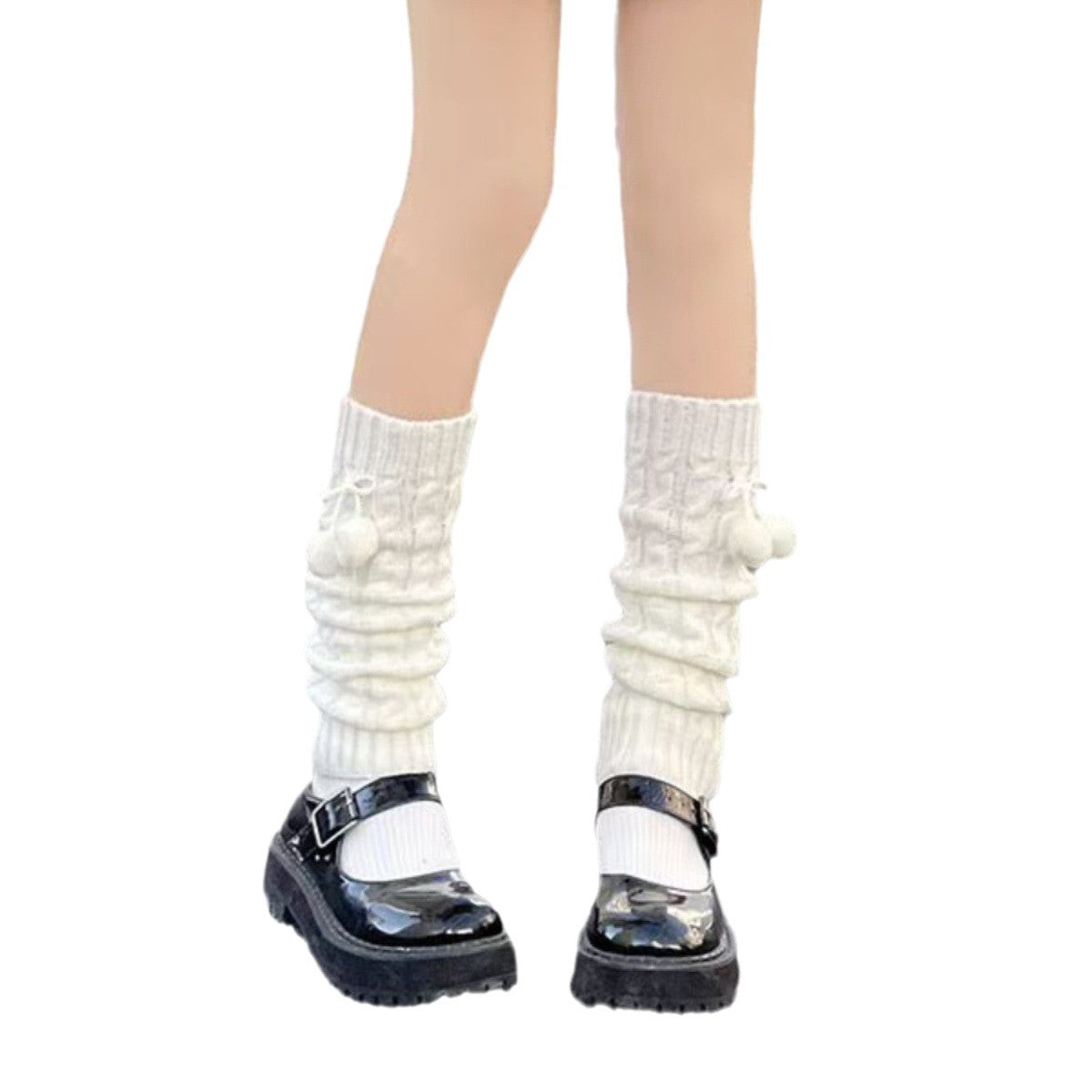 Girl's Fur Ball Bunching Socks Leg-shaping Mid-calf Foot Sock