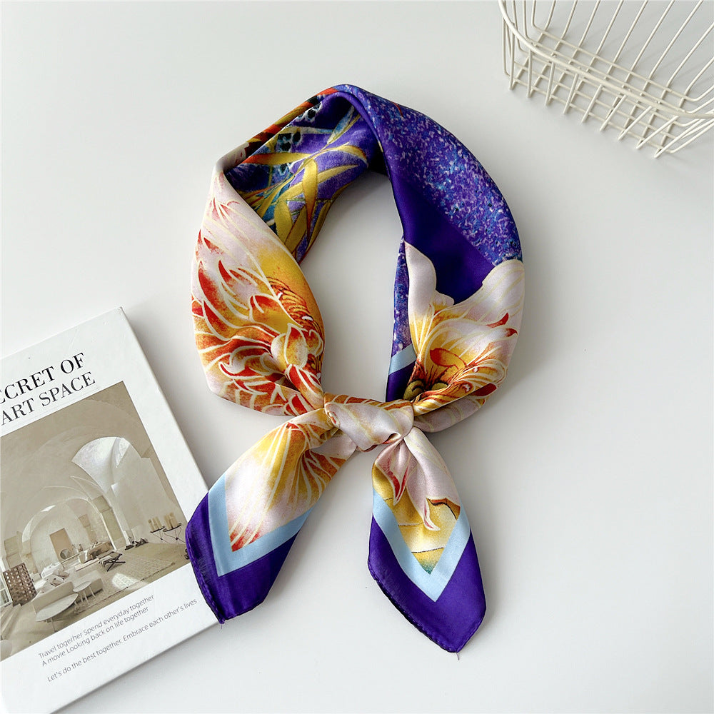 70 Small Square Towel Silk Scarf Women's Spring And Autumn Versatile Small Scarf Professional Scarf Fashion Decorative Scarf Hair Band Tied-up Hair Hair Tie