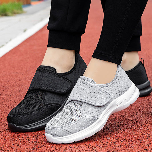 Widened Elderly Walking Shoes Summer Fly Woven Mesh