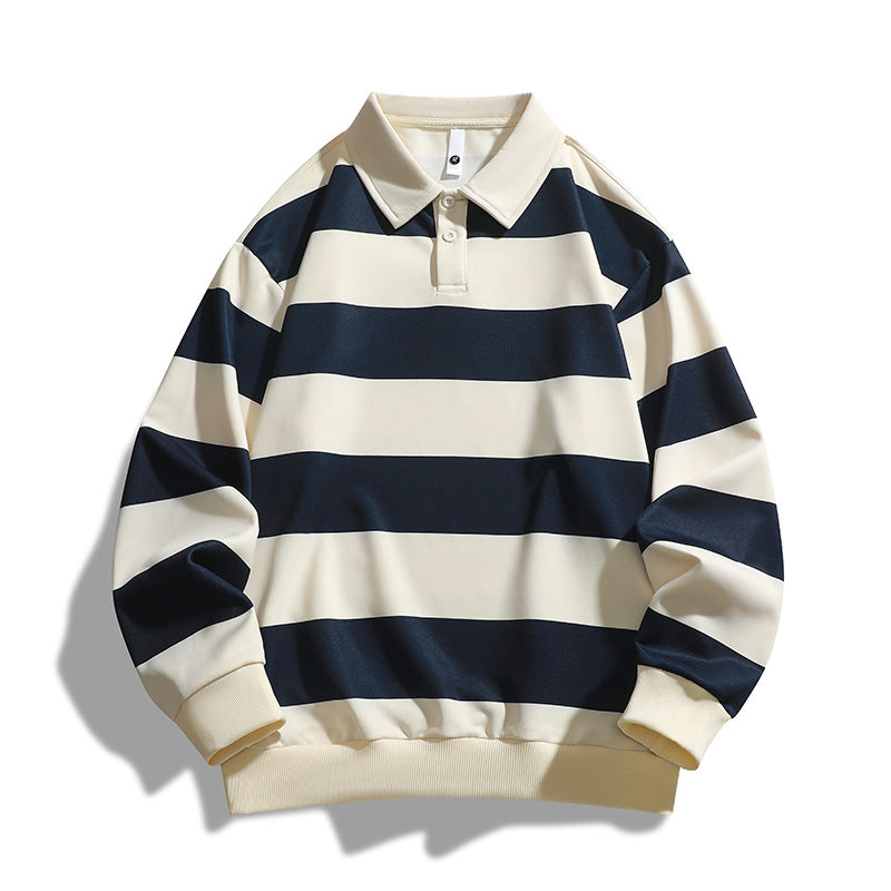 Men's Loose T-shirt Striped Sweatshirt Sweater