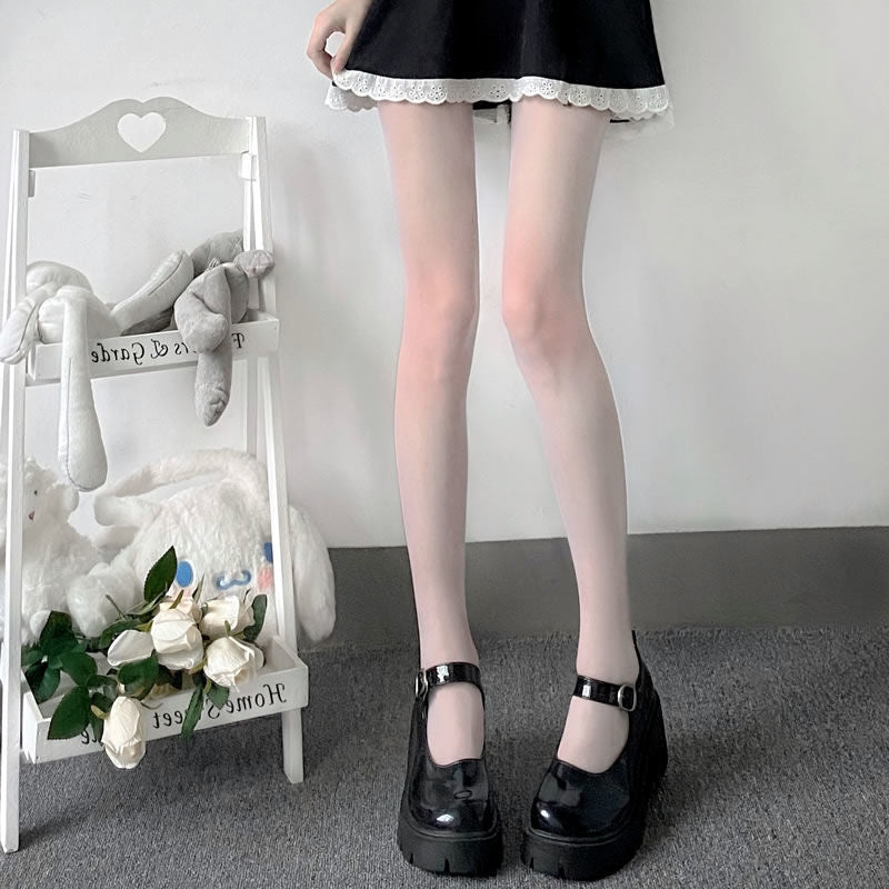 White Transparent Calf Knee High Socks Summer Thin Anti-off Stockings