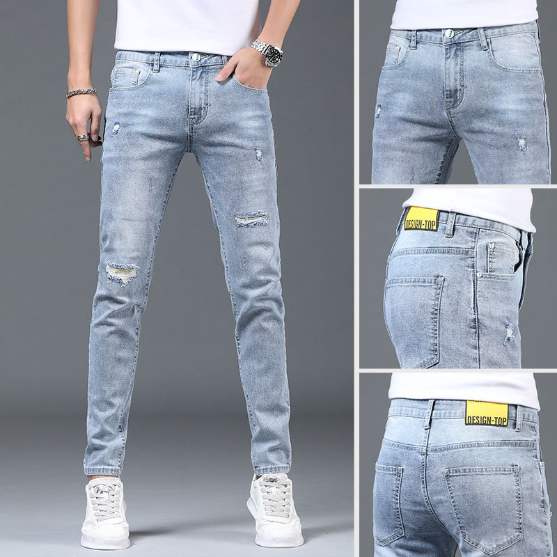 Light Gray Straight Slim Jeans