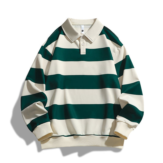 Men's Loose T-shirt Striped Sweatshirt Sweater