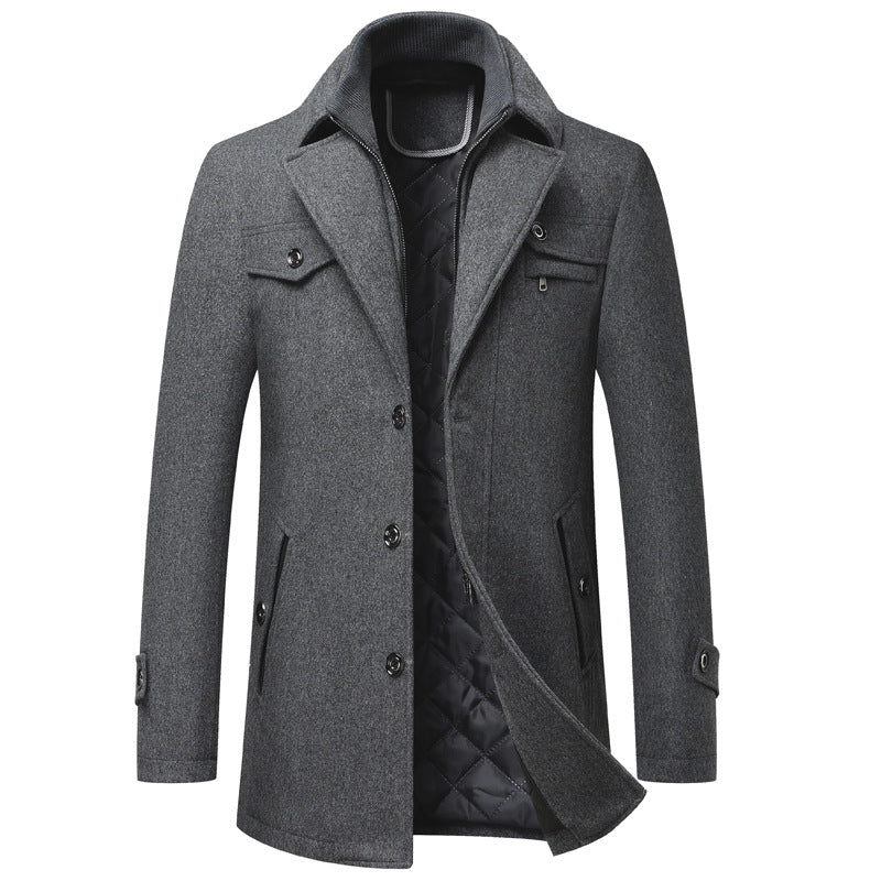 Men's Wool Woolen Thickened Overcoat Jacket