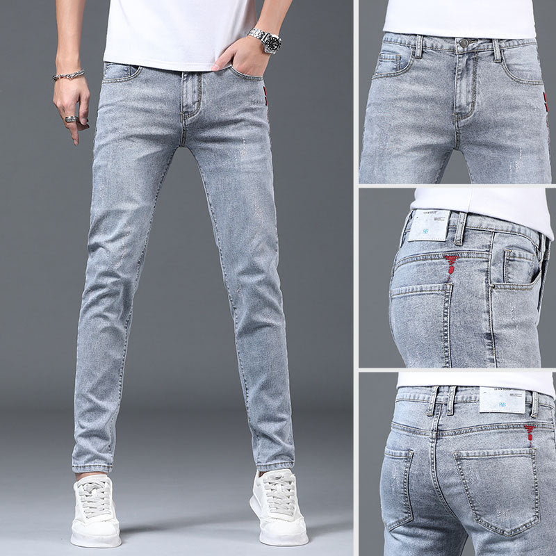 Light Gray Straight Slim Jeans