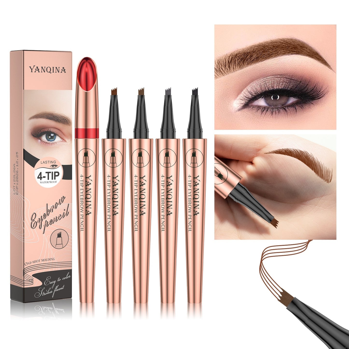 Four-claw Liquid Water Eyebrow Pencil Double-headed Waterproof Eyebrow Pencil