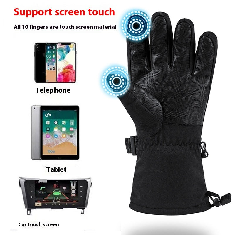 Full Finger Warm Waterproof Motorcycle Outdoor Sports Electric Heating Ski Gloves