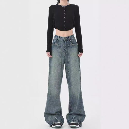 Retro Design Wide Leg Flared Pants